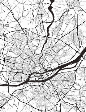 Detailed city map of Nantes-France with infrastructure in a minimalist style