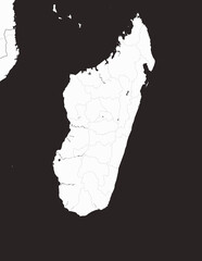 Detailed island map of Madagascar with infrastructure in a minimalist style