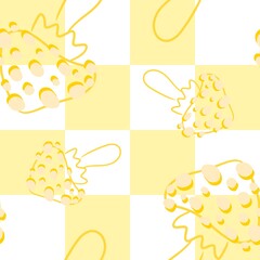 Abstract retro autumn cheskered mushrooms seamless pattern for fabrics and wrapping paper and kids clothes