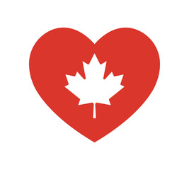 red heart with canadian maple leaf, Canada Day, love Canada vector icon