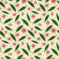 Hand Drawn Floral seamless pattern. Vector floral seamless pattern .