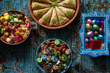 Colorful Candy and Chocolate, Ramadan Kareem Concept Photo, Uskudar Istanbul, Turkiye (Turkey)