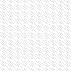 Simple wavy zigzag lines seamless pattern. Vector texture with smooth diagonal zig zag, waves, curved stripes, chevron. Light gray and white abstract geometric background. Subtle repeating geo design