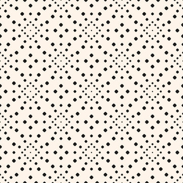 Simple minimal dotted seamless pattern. Vector geometric minimalist texture with small dots, circles in regular grid. Abstract black and white background. Monochrome modern repeated decorative design