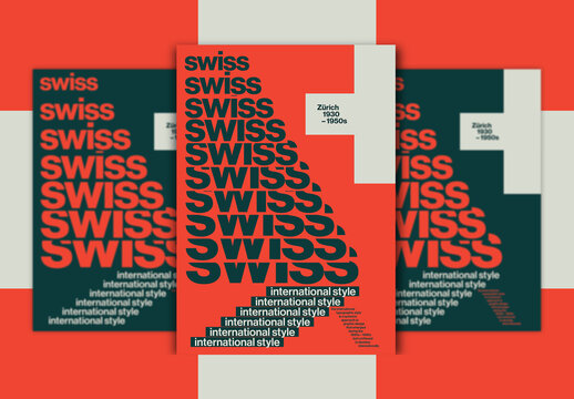 Swiss Modernism Poster Design Layout with Stacked Pattern Text Effect