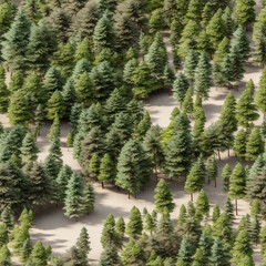 Green pine trees seamless background, nature wallpaper design. Generative ai