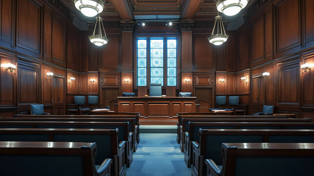 Empty courtroom interior