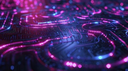 An intricate neon maze visualizing the intricate layers and sophistication of a deep learning algorithm in a digital art style.