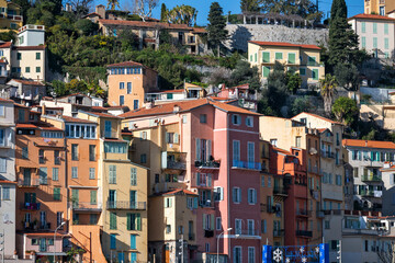 Panorama of Old town of Menton, France