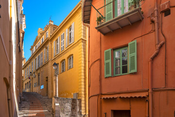 Panorama of Old town of Menton, France