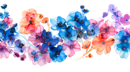 Watercolor floral illustration. Spring flowers, forget-me-not flowers on a white background.