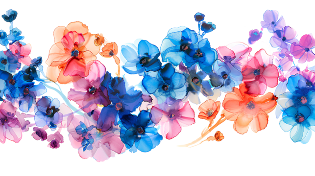 Watercolor floral illustration. Spring flowers, forget-me-not flowers on a white background.