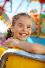 Cheerful Young Girl on a Sunny Water Ride