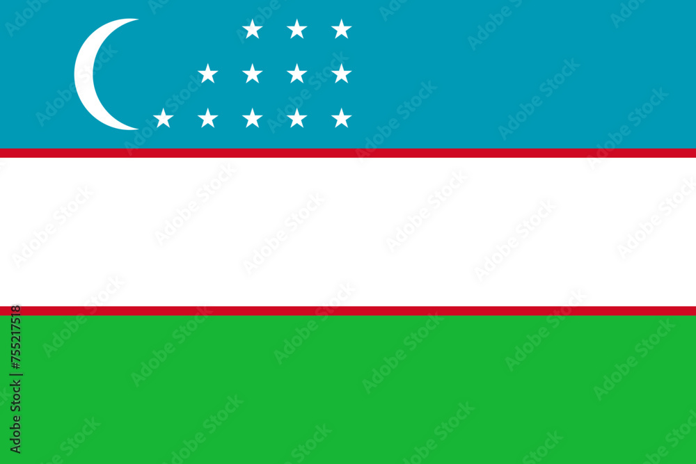 Wall mural uzbekistan vector flag in official colors and 3:2 aspect ratio. - Wall murals