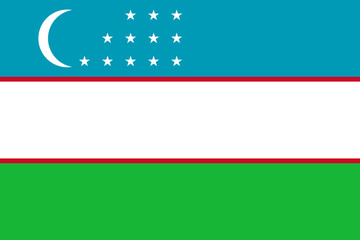 Uzbekistan vector flag in official colors and 3:2 aspect ratio. - 755217518