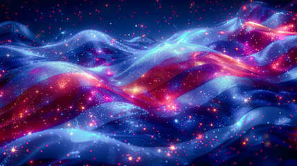 Fototapeta na wymiar Background for a Glittering Dreamscape The American Flag in a Cosmic Celebration before Election Day Digital Art Illustration