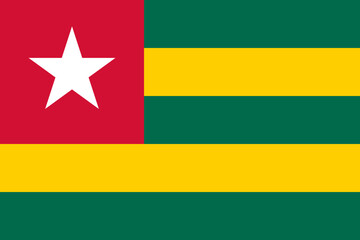 Togo vector flag in official colors and 3:2 aspect ratio. - obrazy, fototapety, plakaty