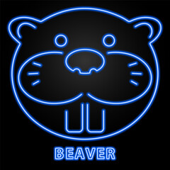 beaver neon sign, modern glowing banner design, colorful modern design trend on black background. Vector illustration.