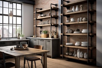Open Shelving Ideas for an Industrial-Chic Kitchen with Rustic Wood Touches