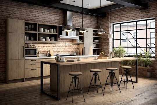Neutral Shades: Industrial-Chic Muted Tones for Stylish Kitchen Concepts