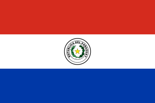 Paraguay vector flag in official colors and 3:2 aspect ratio.