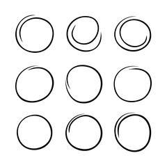 Super set of circles lines sketch hand drawn. Doodle circles for design elements