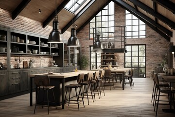 Industrial-Style Kitchen Inspirations: High Ceilings & Spacious Vibes