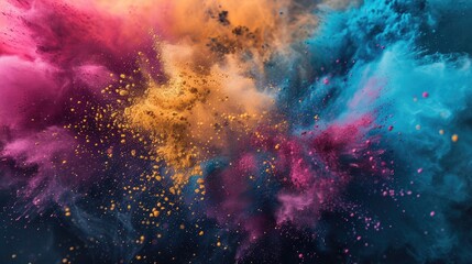 Naklejka premium Colorful powder splash explosion dust paint wallpaper background