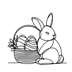 Bunny with eggs Easter coloring page