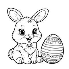 Bunny with eggs Easter coloring page