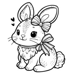 Bunny with eggs Easter coloring page