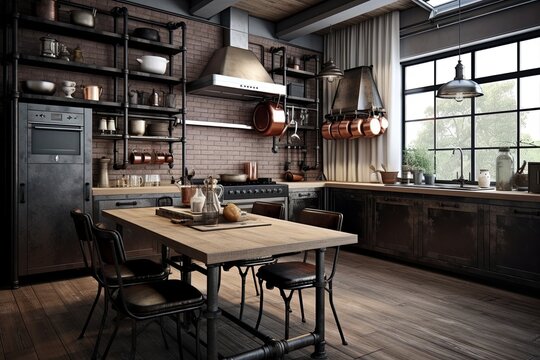 Leather Accents: Industrial-Style Kitchen Inspirations with Soft Textures