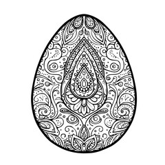 Easter egg coloring page with intricate patterns