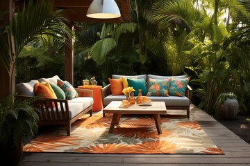 Fototapeta premium Outdoor Rugs and COMFY Seating: Tropical Paradise Patio Inspirations