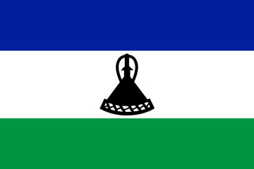 Lesotho vector flag in official colors and 3:2 aspect ratio. - 755221115