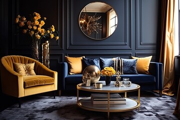 Gold Elegance: Luxe Velvet and Gold Living Room Ideas with Stunning Statement Furniture and Rich Gold Accents