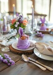Fototapeta na wymiar Easter Elegance with Purple Accents