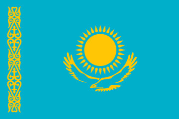 Kazakhstan vector flag in official colors and 3:2 aspect ratio.