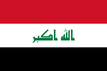Iraq vector flag in official colors and 3:2 aspect ratio.