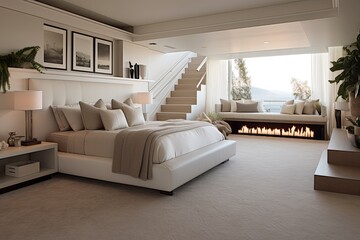 Soft Carpeting Haven: Luxurious Penthouse Bedroom Decor for Comfortable Underfoot Experience