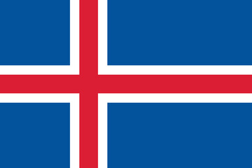 Obraz premium Iceland vector flag in official colors and 3:2 aspect ratio.