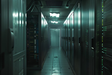 Modern interior of server room in datacenter

