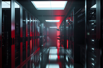 Modern interior of server room in datacenter
