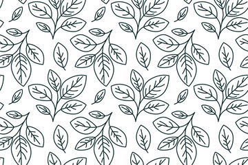 Fototapeta na wymiar Hand drawn floral pattern vector design. Simple ornament with plant and leaf.