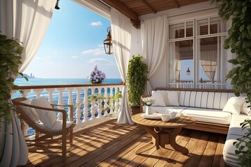 Mediterranean Seafront Balcony Delight: Embracing Sea Breeze and Fresh Air