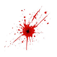 Set of realistic bloody splatters. Drop and blob of blood. Bloodstains. Isolated.