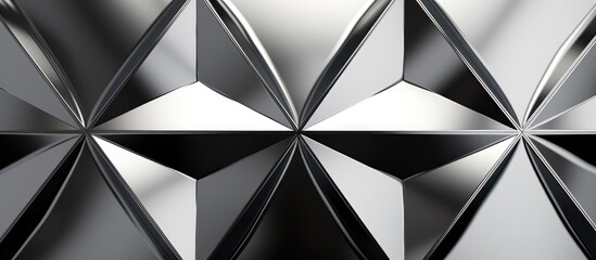 This close-up view showcases a shiny metal surface with intricate rhombus shapes. The silver hue reflects light, highlighting the precise geometric pattern etched onto the metal.