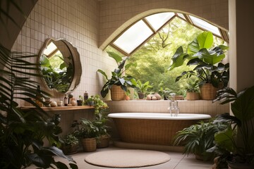 Indoor Plants And Mid-Century Modern Bliss: A Natural Vibe Bathroom Oasis
