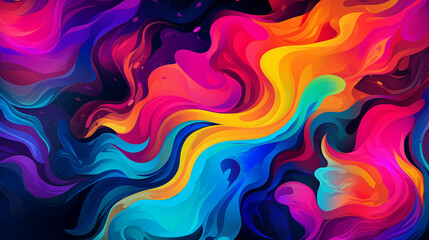 Obraz premium Warm Abstract Flow with Red, Orange, and Blue Swirls