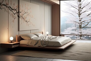 Silk Serenity: Minimalist Japanese Bedroom Decor for a Luxurious Setting